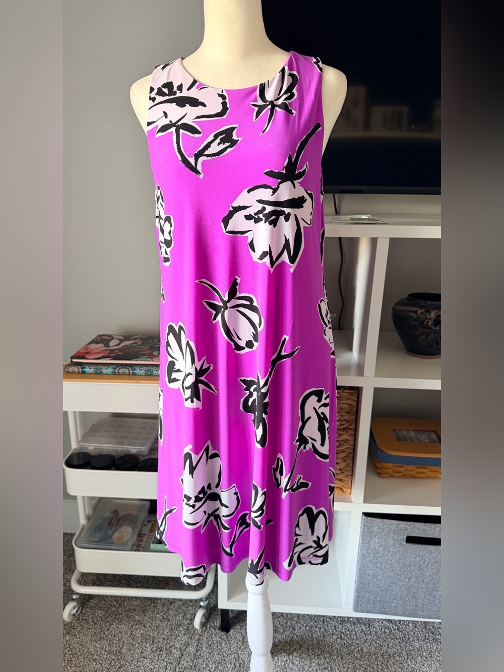 Ralph Lauren Bright Magenta A-Line Dress with Green Label, Size 10